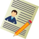 Illustration of a CV Document with a Profile Picture and a Pencil
